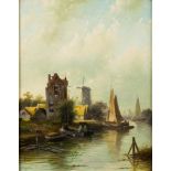 Jacob Jan Coenraad Spohler [1837-1922]- Dutch river landscape,