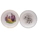 A group of five New Hall bone china dessert dishes and plates: comprising pat.no.