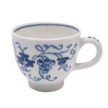 A Bow blue and white 'toy' coffee cup: painted in the 'grapevine' pattern, circa 1765, 3.5 cm high.