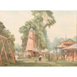 A J Chapman [20th Century British]- The Fun Fair, Brockwell Park,:- signed, oil on canvas,