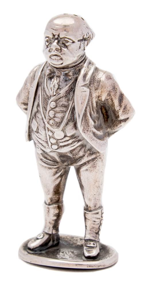 An Edward VII silver novelty pepperette, maker Frank Hyams Ltd, London,