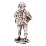 An Edward VII silver novelty pepperette, maker Frank Hyams Ltd, London,