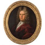 Manner of William Wissing, 18th Century- Portrait of a gentleman, bust-length,:- wearing a full wig,