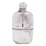 A Victorian silver and clear glass hip flask, maker William Hutton & Sons Ltd, London,