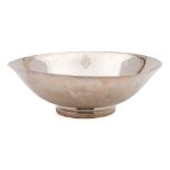A Modernist sterling silver fruit bowl, stamped Gorham, Sterling: of plain circular form,