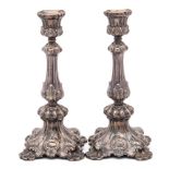 A pair of 19th century continental silver candlesticks,