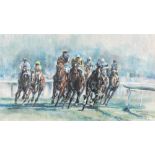 * Claire A Verity [20th Century]- 'Chester May Meeting', horse racing:- signed,