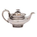 A George IV silver teapot, maker William Bateman, London, 1828: of squat circular form,