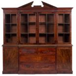A 19th century mahogany breakfront library bookcase,