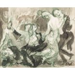 Attributed to Feliks Topolski [1907-1989]- A group of four satirical drawings,