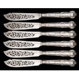 A set of six Victorian Queens pattern silver fish knives, maker Chawner & Co, London,