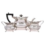 A George V silver three-piece tea service, maker Cooper Brothers & Sons, Sheffield,