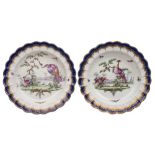 A pair of First Period Worcester 'Lord Rodney' pattern dessert plates: each painted in the Sevres