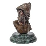 A 19th century marble and bronze bust of Ajax: depicting the Greek hero bearded and with flowing