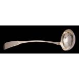 A George IV Scottish silver Fiddle pattern soup ladle, maker Andrew Wilkie, Edinburgh,