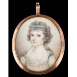 English School late 18th Century- A miniature portrait of a lady,: head and shoulders,