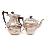 An Elizabeth II silver four-piece tea and coffee service, maker Adie Brothers, Birmingham,