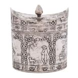 A 19th century Dutch silver tea caddy, bears import marks for Chester,