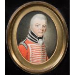 Attributed to Edward Pugh [1760-1830]- A miniature portrait of an officer said to be Dr Taunton at
