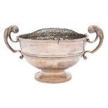 An Edward VII silver twin-handled rose bowl, maker Walker & Hall, Sheffield,