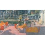 * Andrew Macara [b.1944]- The Cafe, Salou,:- signed and dated 1983 bottom right oil on canvas 49.