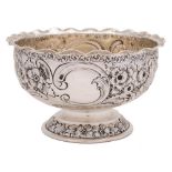 A Victorian silver rose bowl, maker Wakely & Wheeler, London,