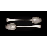 A pair of George III Old English pattern silver basting spoons, maker Richard Crossley, London,