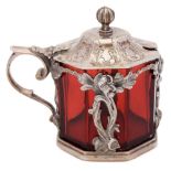 A Victorian silver mustard pot, unknown maker, Sheffield 1848: of octagonal outline,