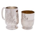 A Victorian silver mug, maker William Hutton & Sons, London, 1887: initialled,