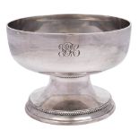 A George V silver pedestal rose bowl, maker Thomas Bradbury & Sons Ltd, Sheffield, 1931: initialled,