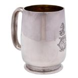 A Victorian silver mug, maker William Evans, London, 1879: crested and initialled,