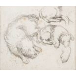 Attributed to George Morland [1763-1804]- A study of dogs,:- pencil drawing,12 x 14cm.