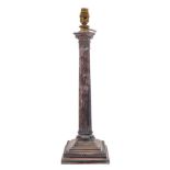 A silver plated Corinthian column table lamp: with acanthus decorated capital,