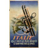 An early 20th century Italian travel poster 'Italie-Nel Paese Piu Bello Il Camp Per Ogni Sport':,