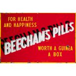 An enamel advertising sign for 'Beechams Pills':,