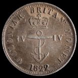 Coins. An 1822 Anchor money-shilling British West Indies:.