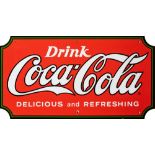 A late 20th century Coca-Cola enamel advertising sign:, circa 1970s,