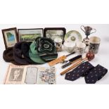 A collection of cricket memorabilia:, including a W G Grace birth centenary booklet, two MCC ties,