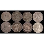 A sheet of eight crown sized silver coins including Turkish,
