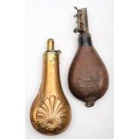 A copper powder flask, unsigned,