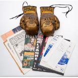 A pair of gold Everlast boxing gloves 'Superfight II Joe Frazier Vs Muhammad Ali,