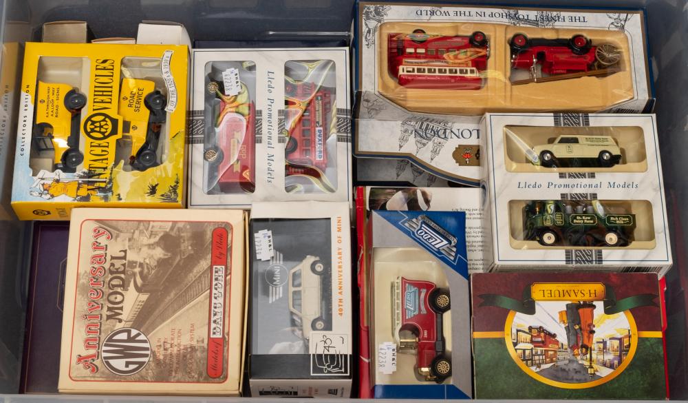 LLedo. A boxed group of various vehicles:, including 'Days Gone By.