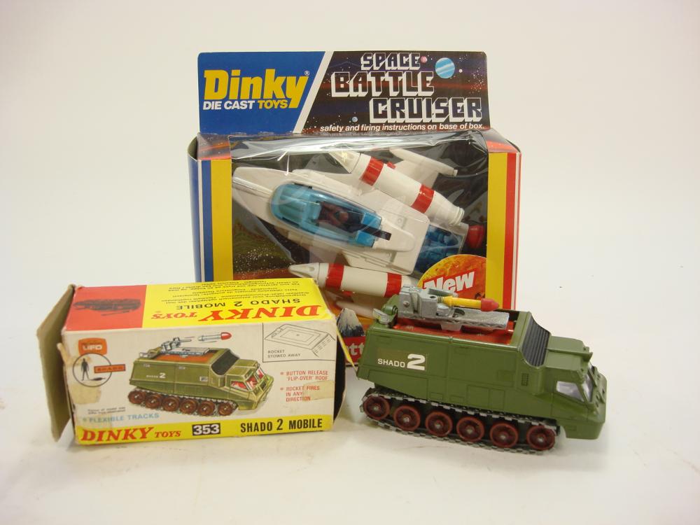 Dinky No 353 Shado 2 Mobile: together with Dinky No 367 Space Battle Cruiser, both boxed.