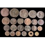 A group of twenty English copper coins:, including two cartwheel 2d's,