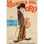 A Spanish single sheet film poster for the re-release of Charlie Chaplin 'La Quimera del Oro' (The