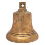 A George V 10ins brass Fire Bell: stamped with Royal cypher and PPP, with detachable hammer, 28cm.