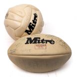 An autographed Mitre Club rugby ball:, including Jonathan Edwards, Gareth Edwards, David Young,