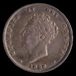 A christening token on an 1826 shilling 'Harriott Brown, Born Nov 29th 1819'.