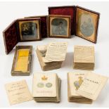 Three leather cased ambrotype portraits:,