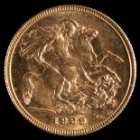 A George V sovereign 1929, P mint:.